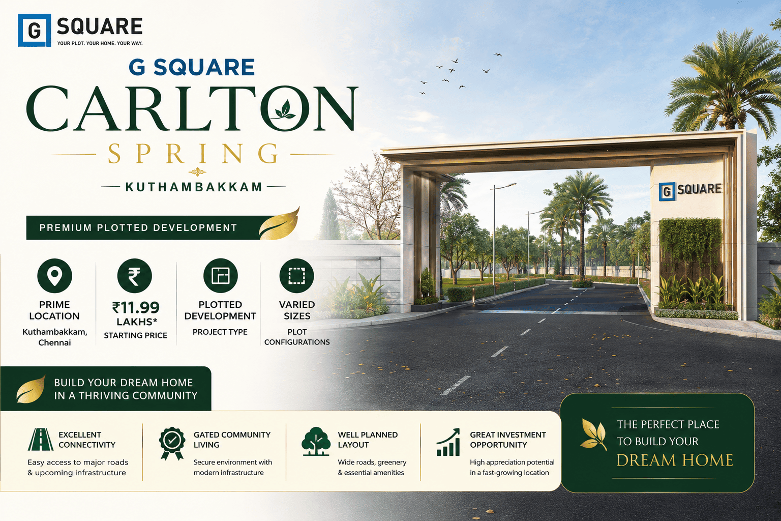 G Square Carlton Spring Kuthambakkam Premium Residential Plots