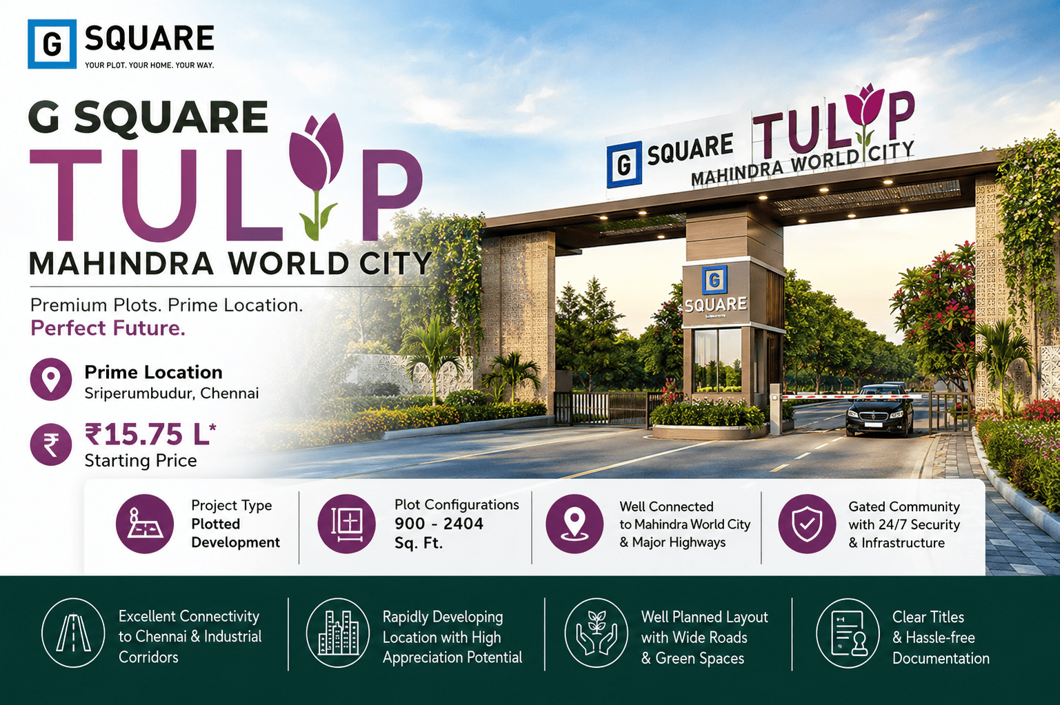 G Square Tulip Mahindra World City Premium Residential Plots